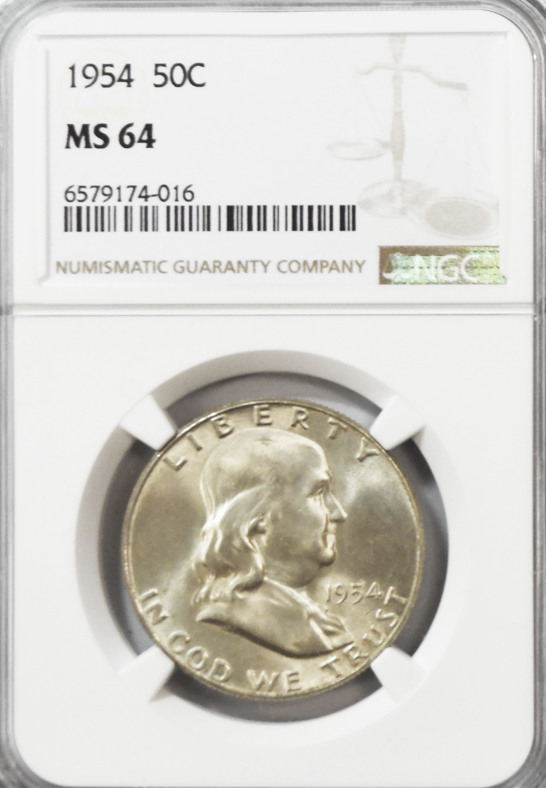 1954 50c Franklin Silver Half Dollar NGC MS64 Philadelphia FS-401 Bugs Bunny