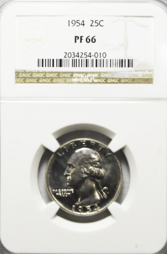 1954 25c Washington Proof Silver Quarter Dollar NGC PF66