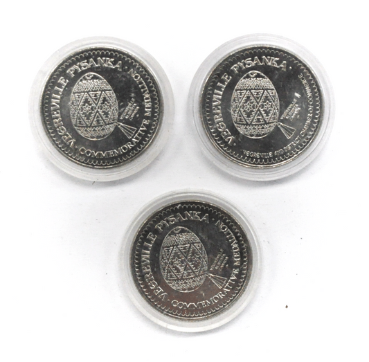 1983 84 86 Canada $1 Trade 3 Tokens 34mm Souvenir Dollar Vegreville Pysanka