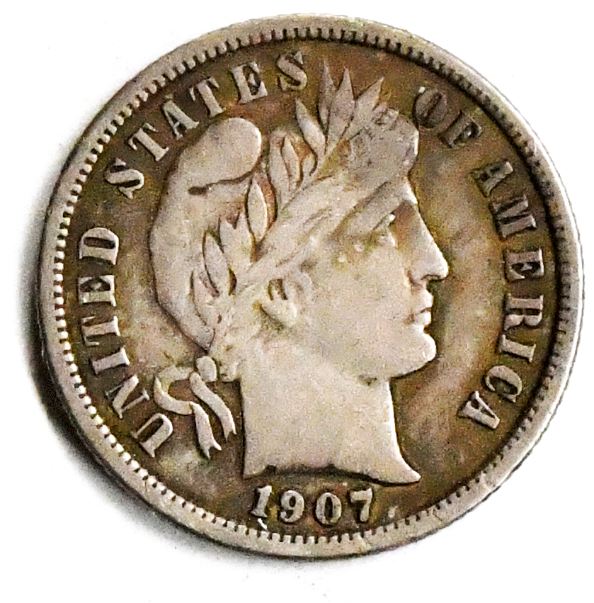 1907 S 10c Barber Silver Dime Rare Ten Cents San Francisco