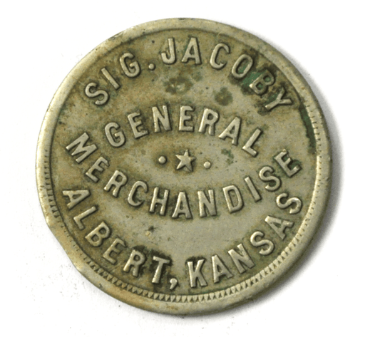 Sig Jacoby General Merchandise Albert Kansas 25c Trade Token 28mm