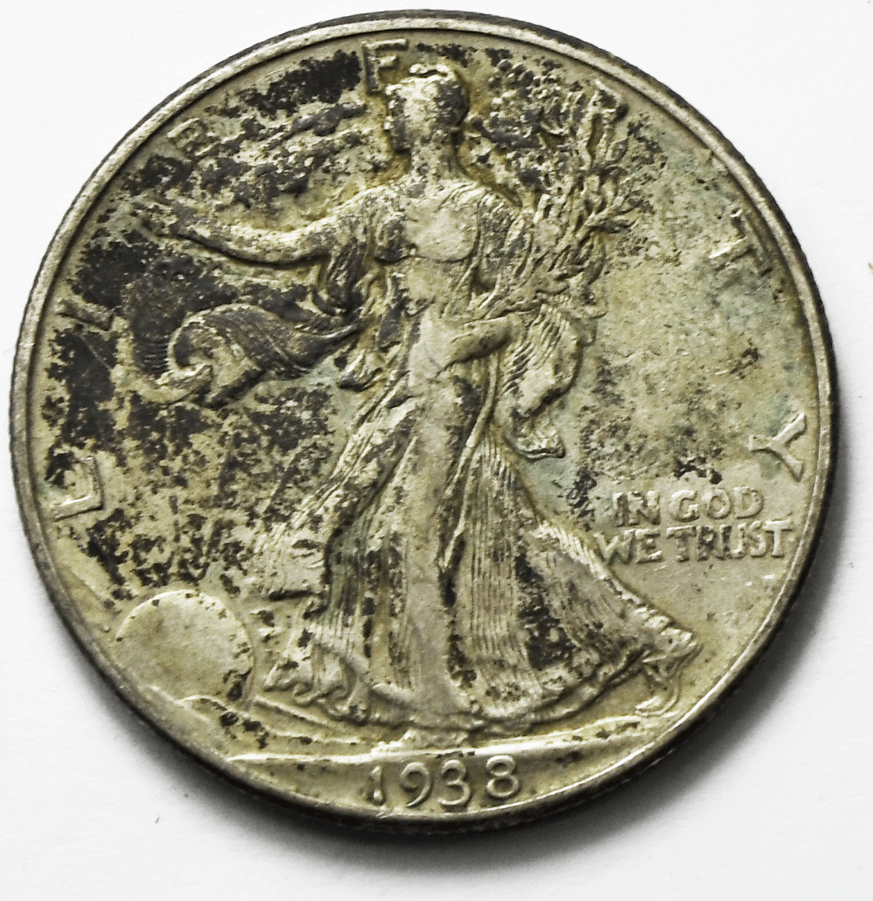1938 D 50c Walking Liberty Silver Half Dollar Fifty Cents Denver Rare