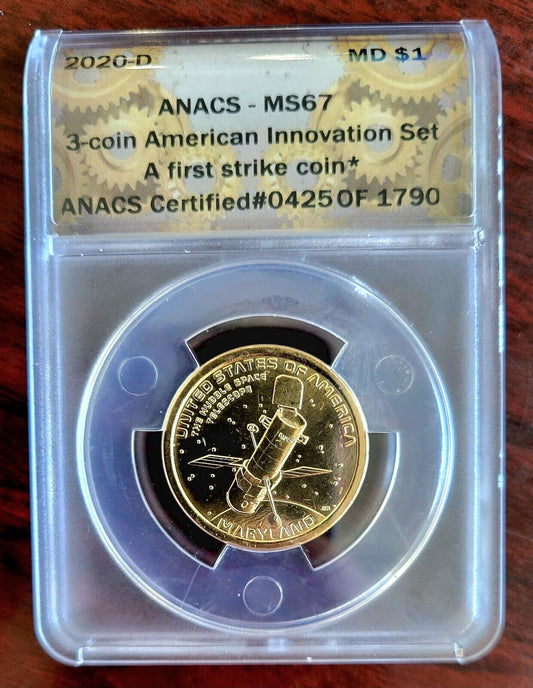 2020 D Innovation Dollar Maryland Hubble Telescope MS67 ANACS First Strike