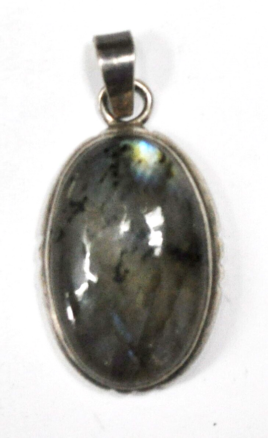 Sterling Silver Oval Labradorite 43mm x 21mm Pendant