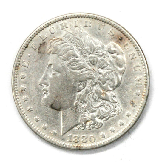 1880 $1 Morgan Silver One Dollar US Coin Philadelphia AU Clashed