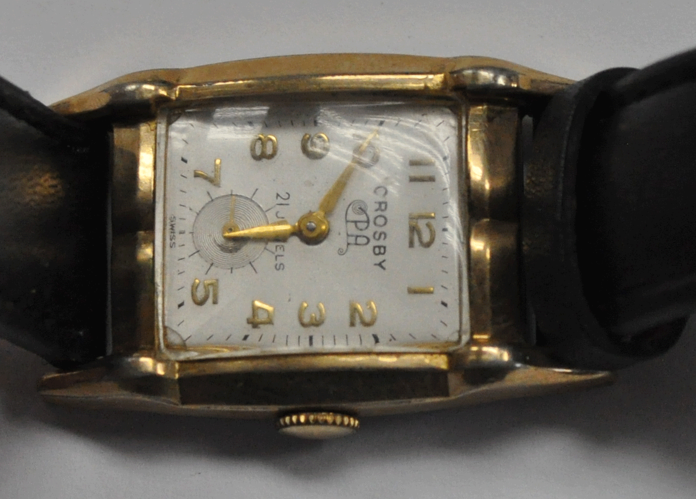 Vintage Crosby PA 21 Jewels Manual Wind 63 Wristwatch 24mm 10k RGP
