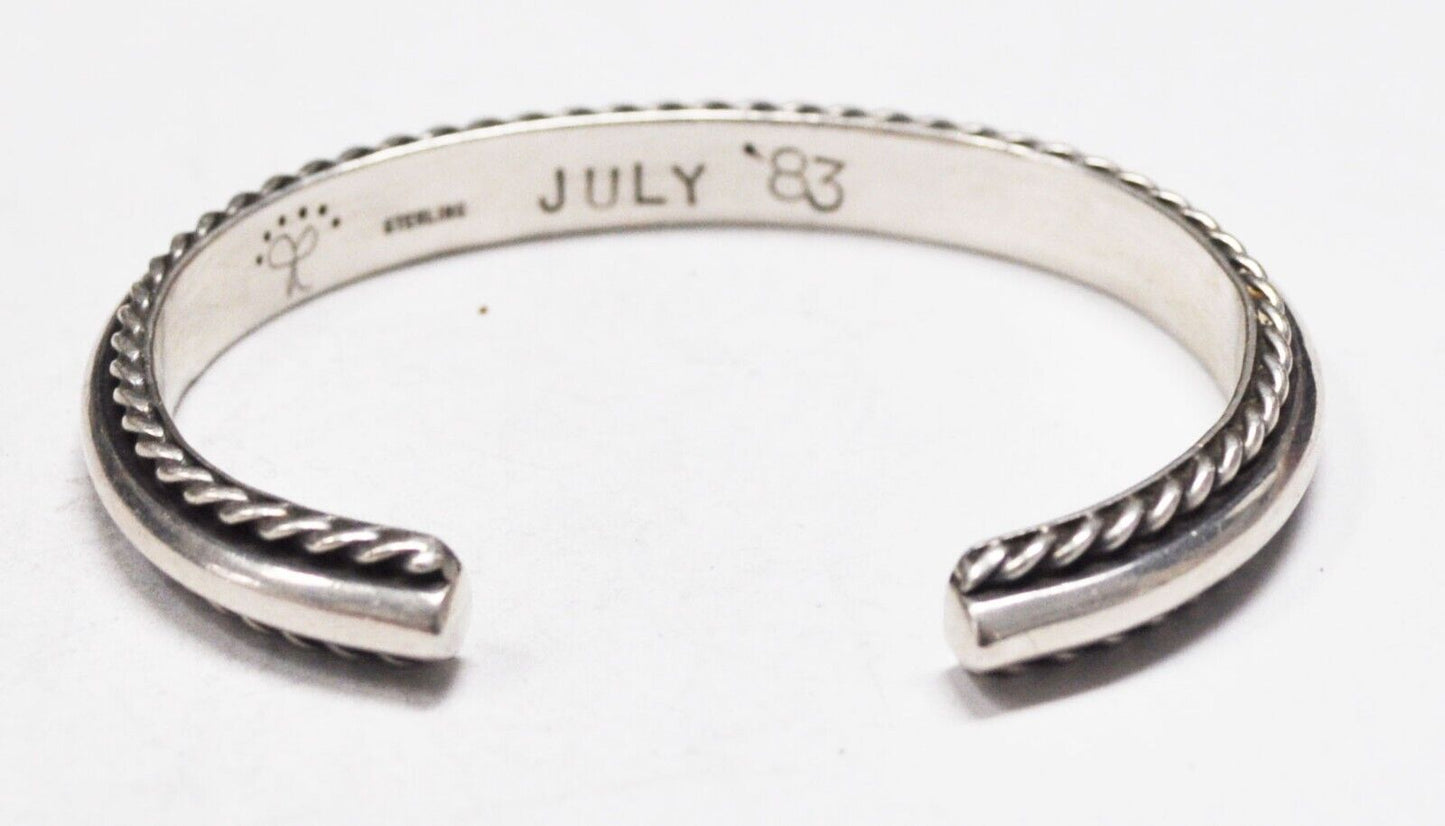 Sterling Silver Jimmie King Jr 9mm Cuff Bracelet 6-1/4" Wrist July 83