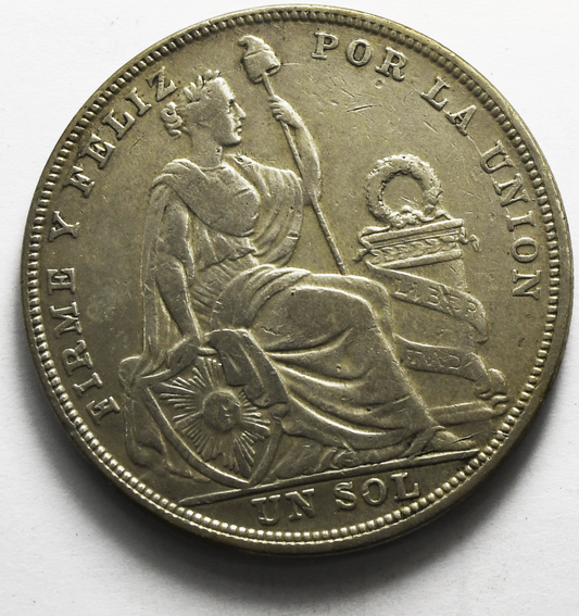 1924/823 Peru One Sol Silver Coin KM# 218.1
