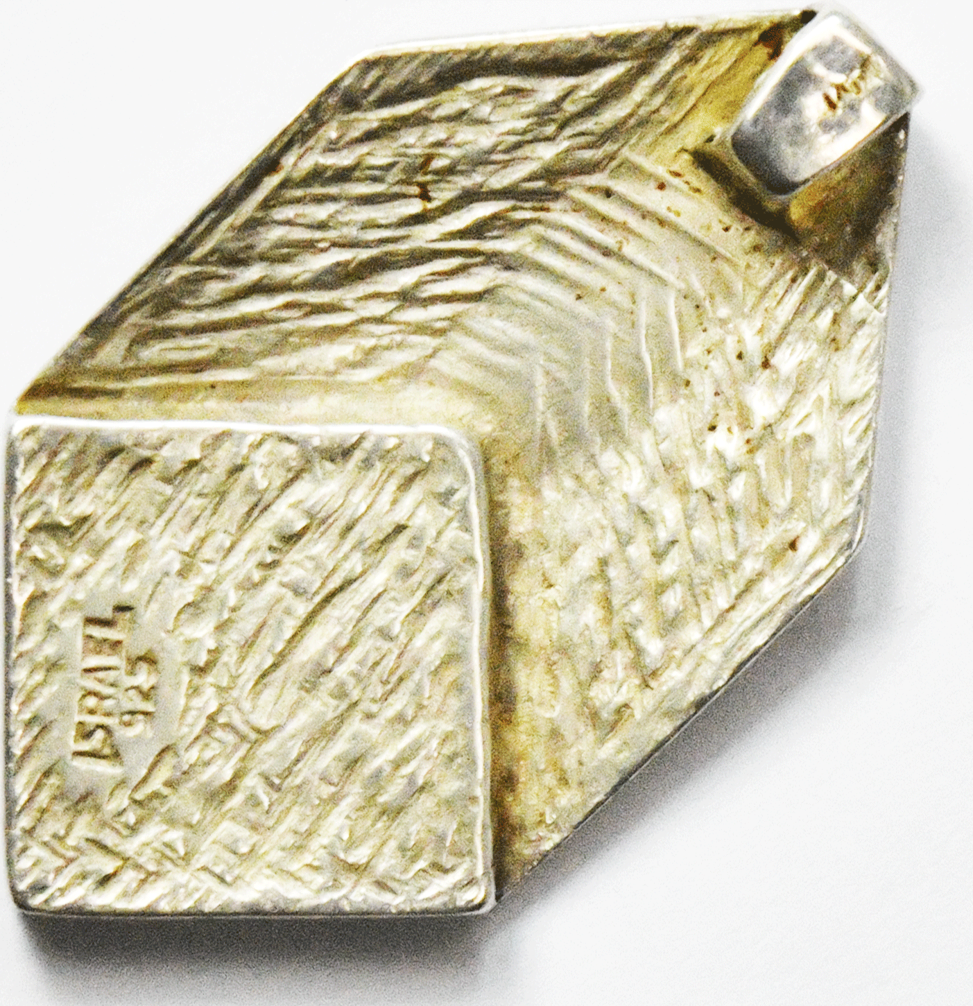 Sterling Silver Israel 4 Stripe Inlay Pendant 45mm x 26mm