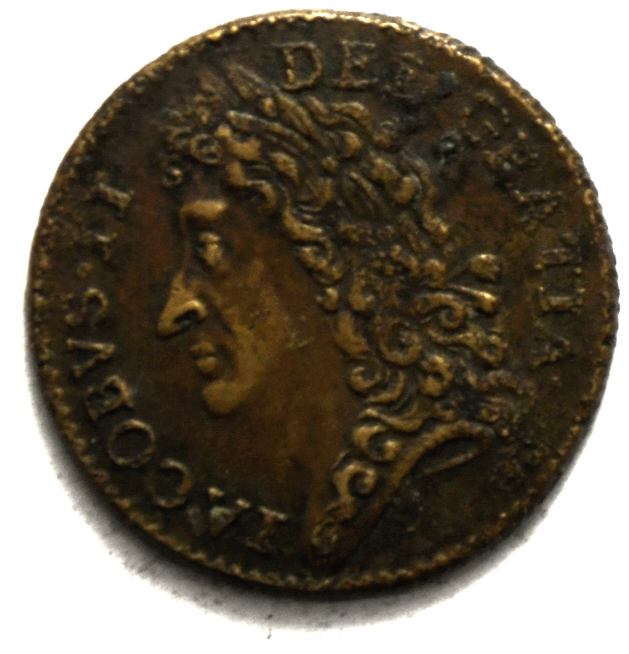1689 Ireland James II Gun Money Shilling Sep t Copper Coin
