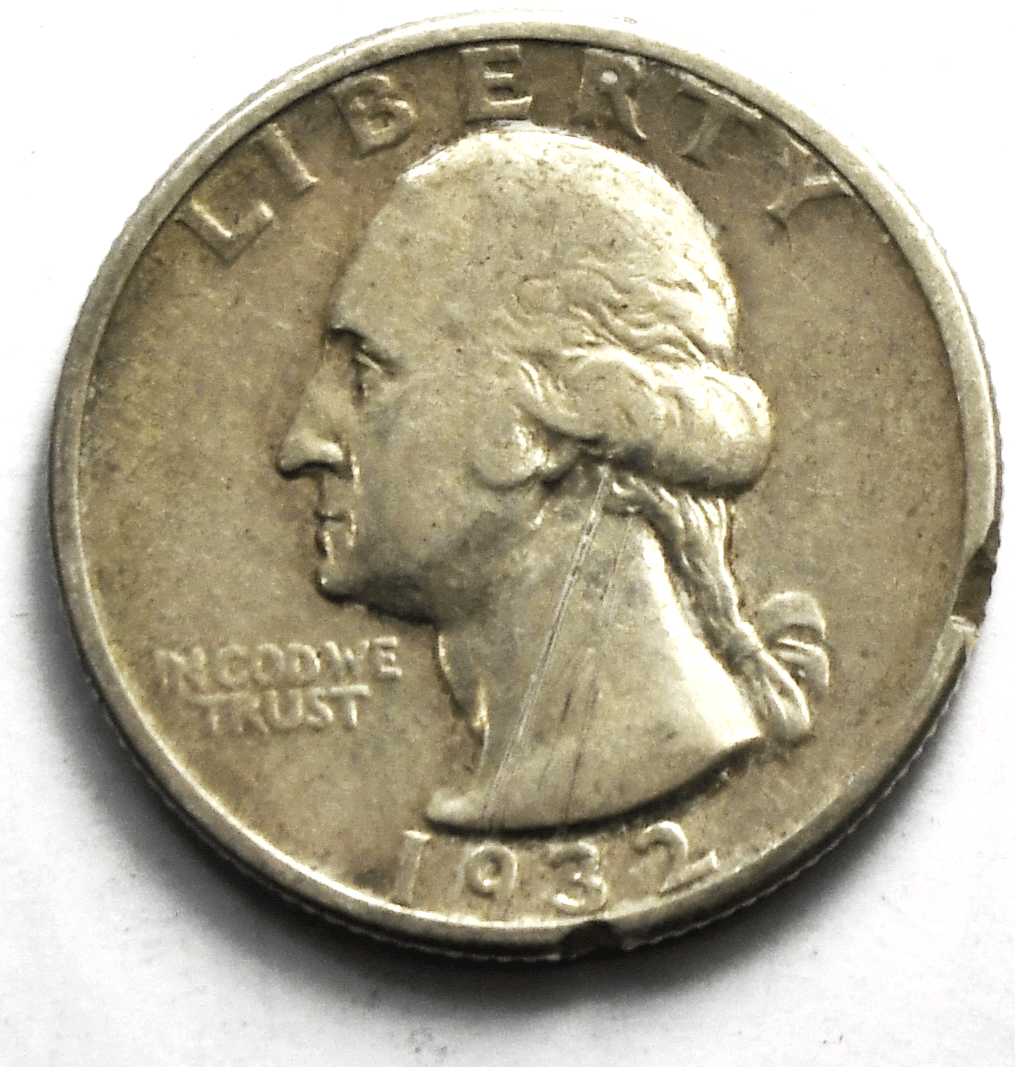 1932 D 25c Twenty Five Cents Silver Quarter Dollar Denver Rim Damage Scratches