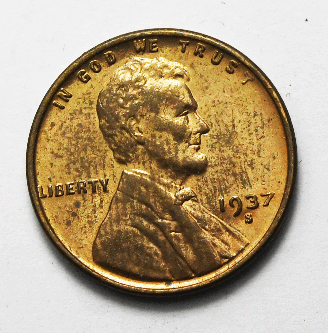 1937 S 1c Lincoln Wheat Cent San Francisco Penny Uncirculated