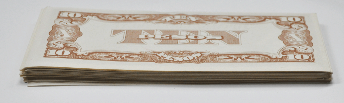 54 Uncirculated Japan Government Philippines WWII Notes 10 Pesos PE 1943
