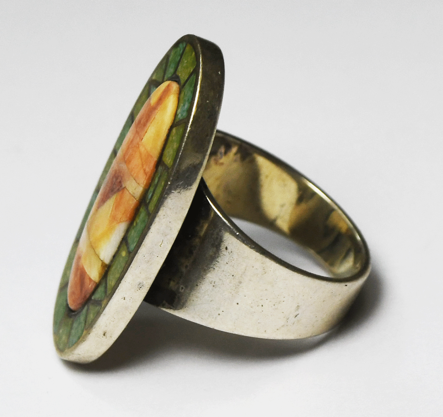 Sterling Silver Carolyn Pollack Turquoise Spiny Oyster Ring 29mm Size 7