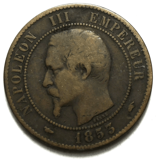 1853 A France 10 Ten Centimes KM# 771.1