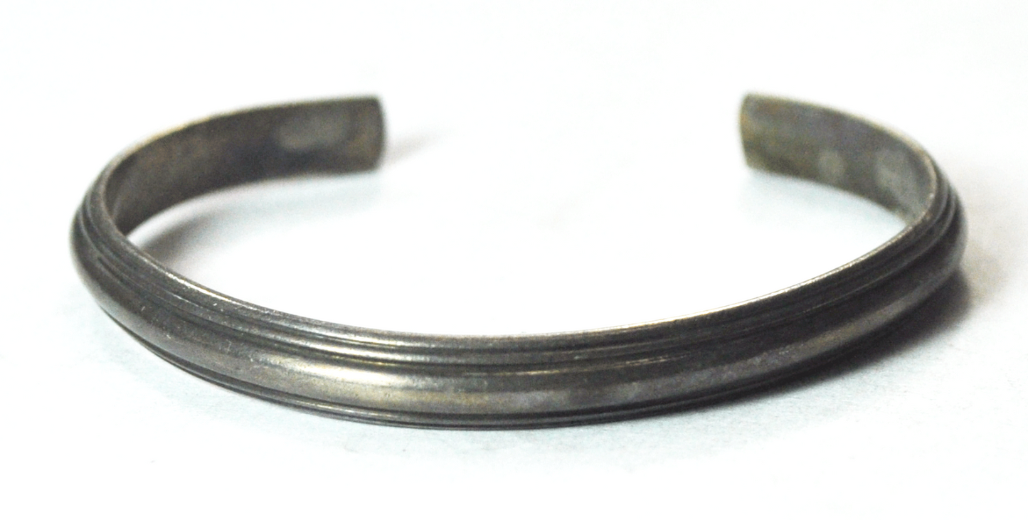 Sterling Silver IC Stepped Cuff Bracelet 7mm 6" Wrist 16.6g