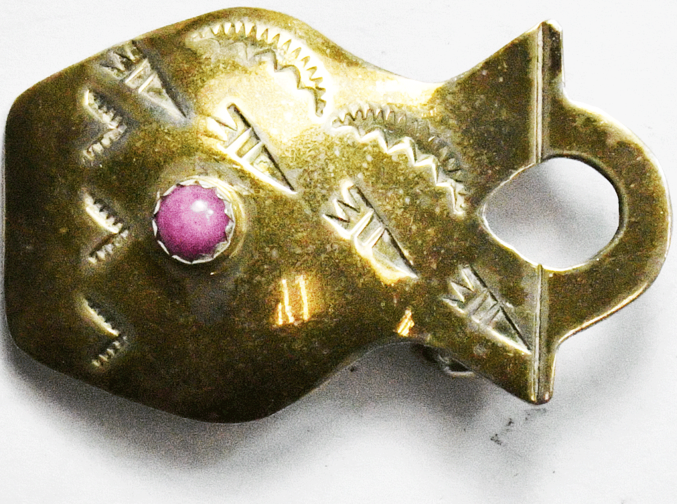 Sterling Silver D/T Emery Pink Aventurine Pot Urn Toned Brooch Pin 42mm x 26mm