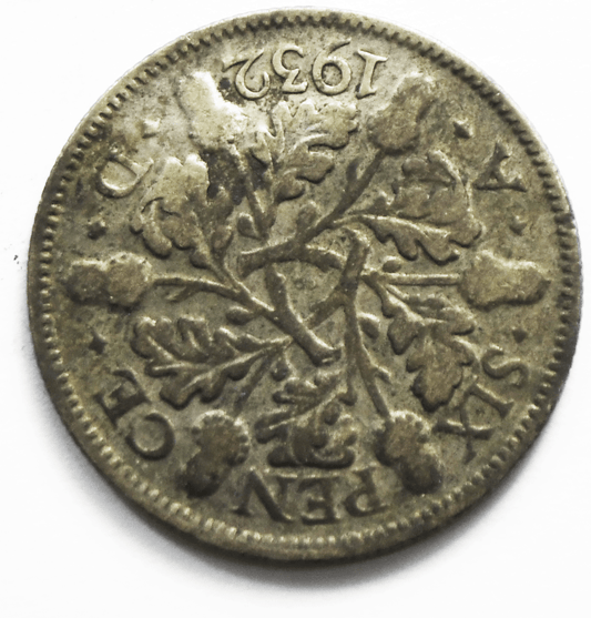 1932 Great Britain 6 Six Pence KM# 832 Silver Coin