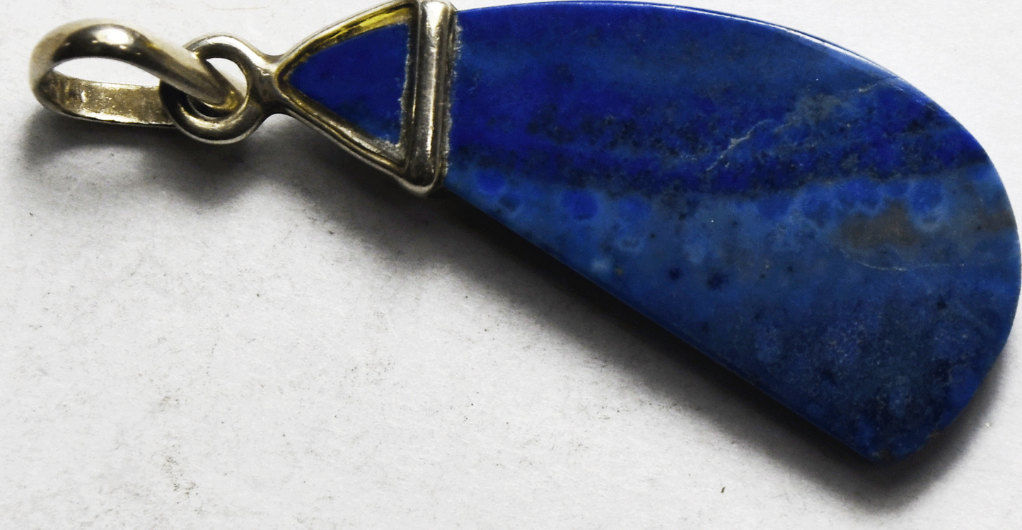 Sterling Silver Blue Sodalite Slice Pendant 40mm x 14mm
