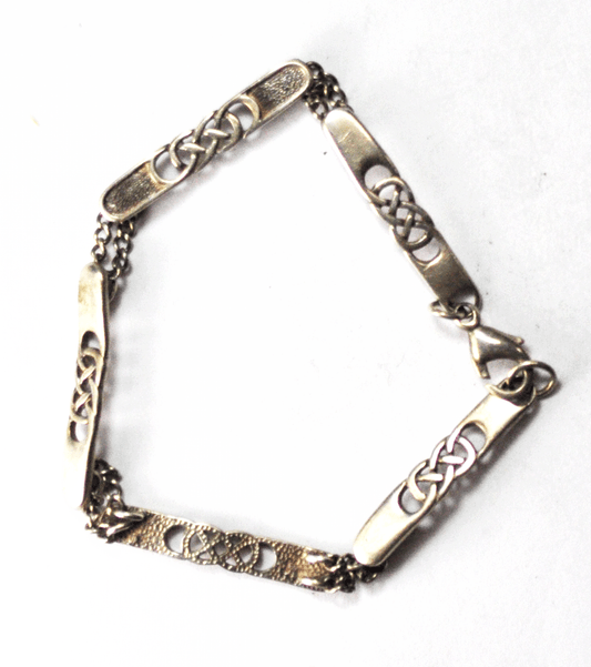 Sterling Silver MG Cross Hatch Woven Link 5mm Bracelet  7-1/4" 925 Scales