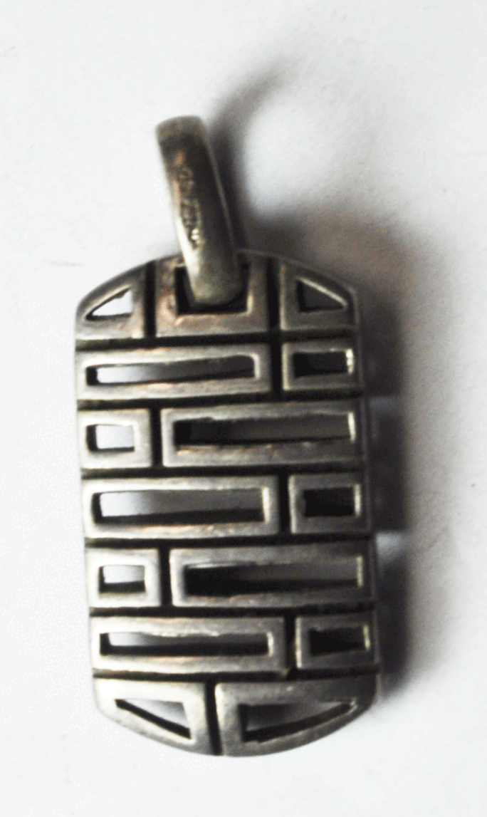 Sterling Silver Zina Brick Filigree Maze Slotted Pendant 34mm x 16mm