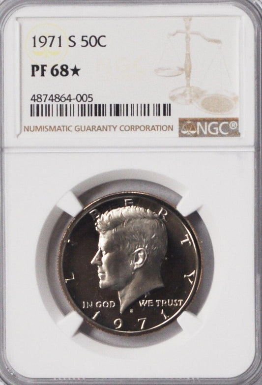 1971 S 50c Kennedy Half Dollar NGC PF68* Star Proof San Francisco