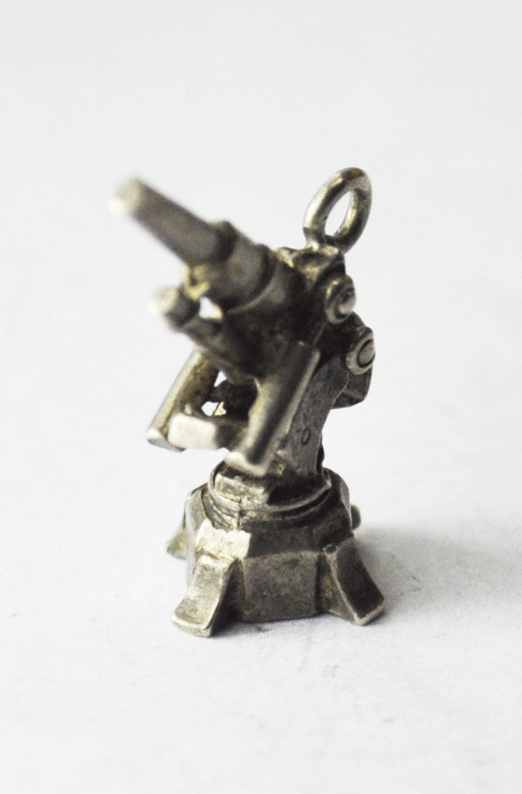 Sterling Silver Mortar Field Cannon Charm Military 27mm x 13mm