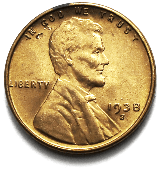 1938 S 1c Lincoln Wheat Cent San Francisco Penny Uncirculated