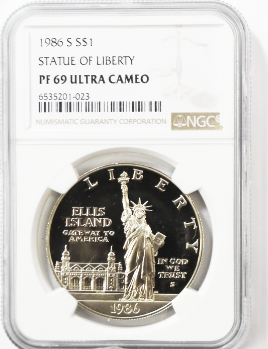 1986 S $1 Statue of Liberty Commemorative Silver One Dollar PF69 UC NGC