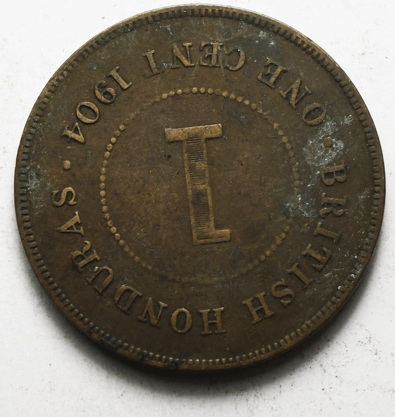 1904 British Honduras Cent KM# 11 Bronze Coin Low Mintage