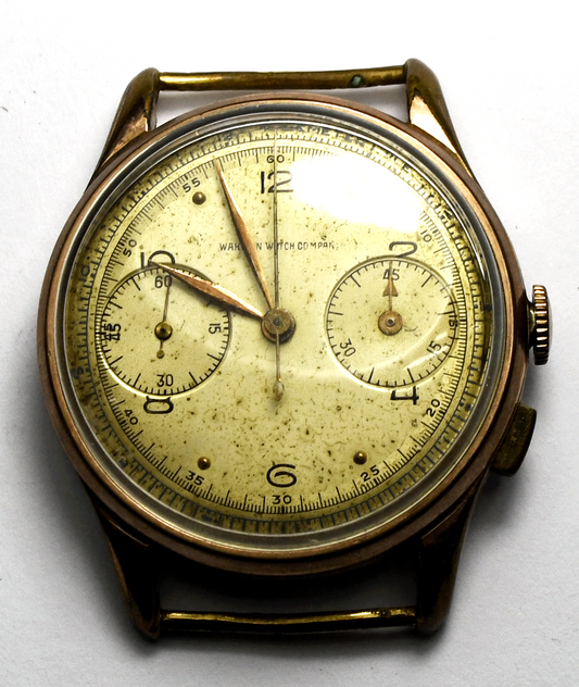 Men's Vintage Wakman 2 Register Chronograph Gold Filled 17J Missing Pusher 35mm