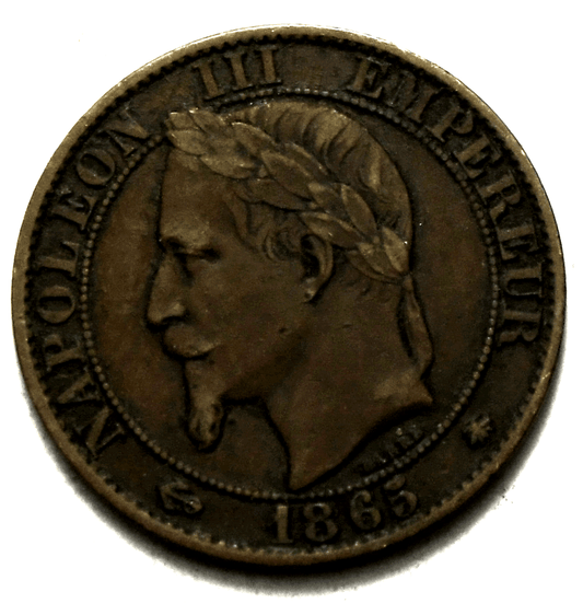 1865 A France 5 Five Centimes KM# 797.1