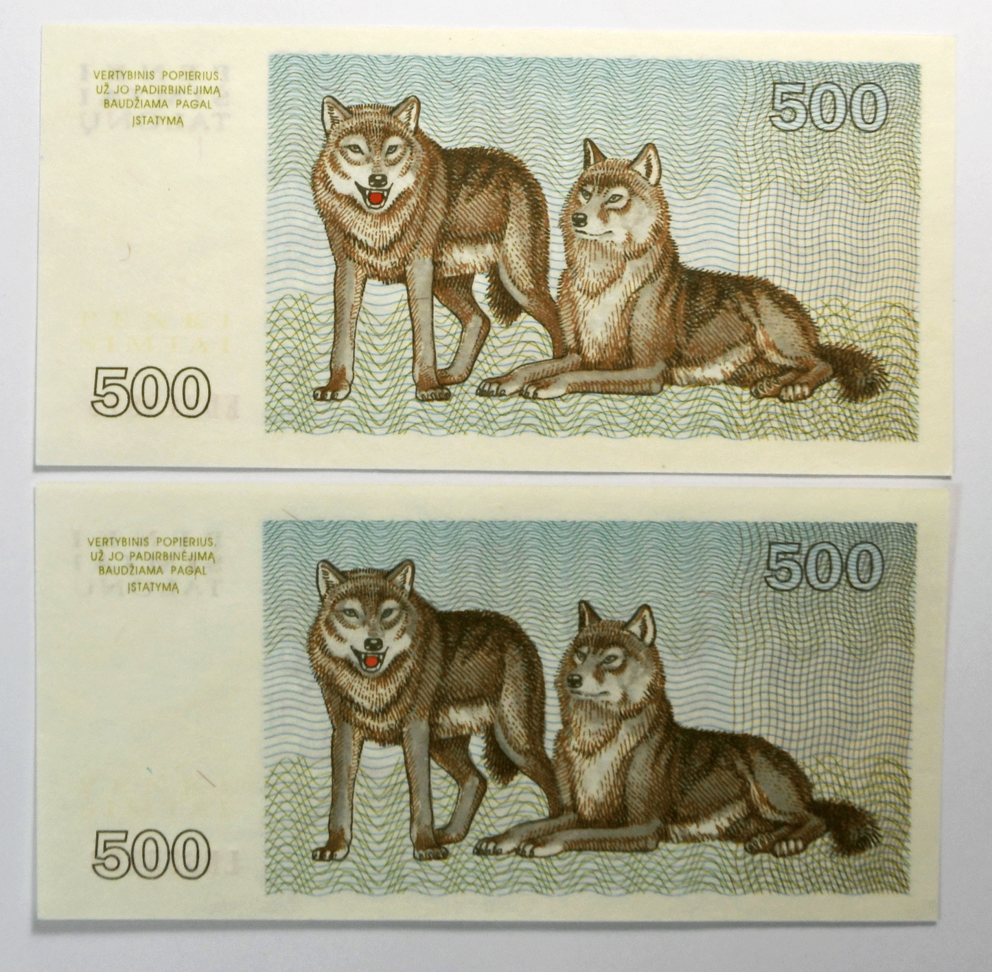 1993 Lithuania 500 Five Hundred Talonu Uncirculated Banknotes KD219878 LH355563
