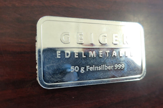Reired 50 gram Silver Rectangle - Geiger Edelmetalle Schloss Guldengossa