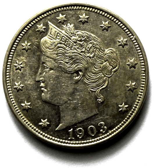 1903 5c V Liberty Nickel Five Cents Rare US Philadelphia AU