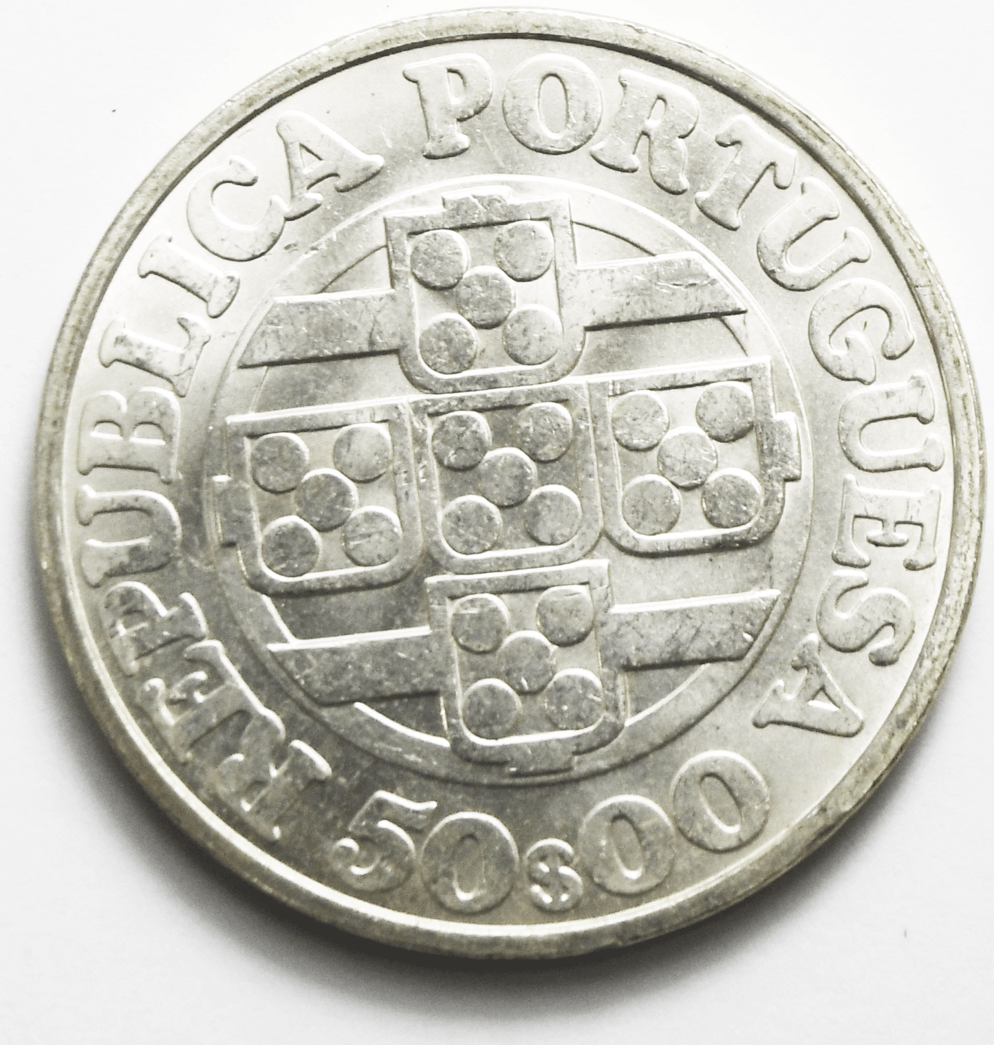 1971 Portugal 50 Escudos Silver Coin KM# 598 Uncirculated