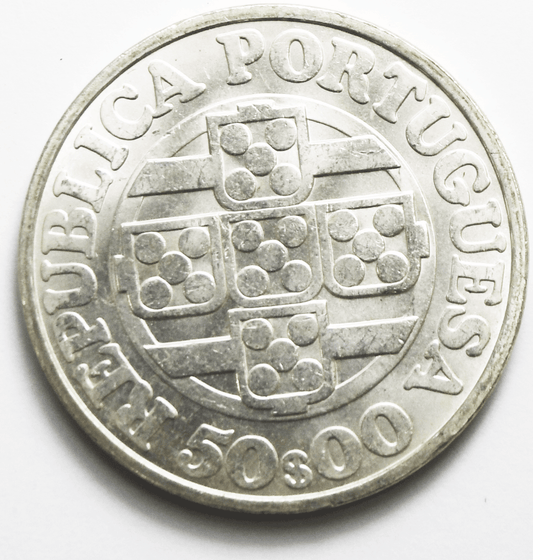 1971 Portugal 50 Escudos Silver Coin KM# 598 Uncirculated
