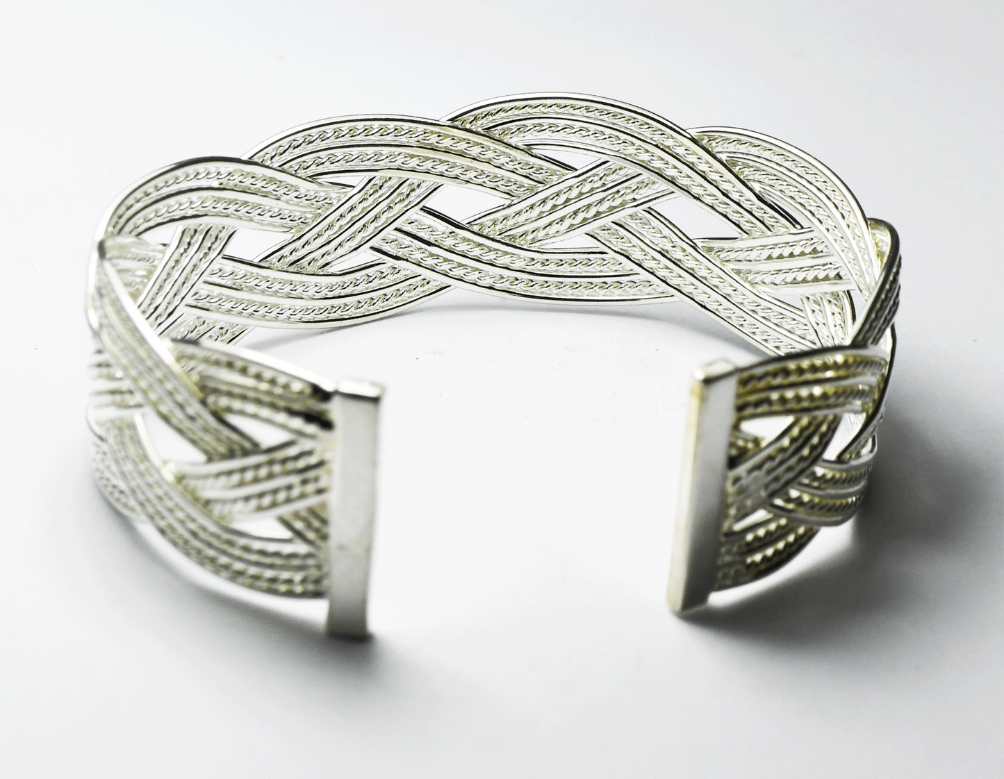 Sterling Silver Solid Mesh Weave Cuff Bracelet 20mm 7" Wrist   24g