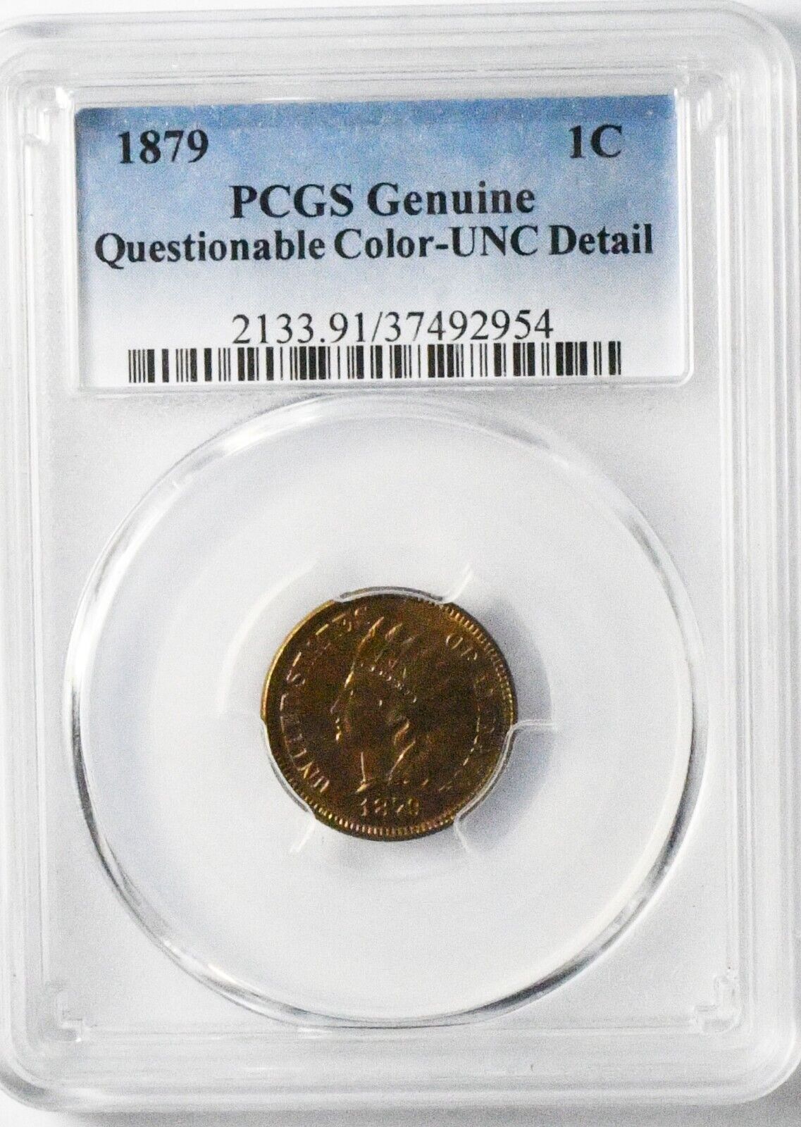 1879 1c Indian Head Penny One Cent US PCGS Unc Details