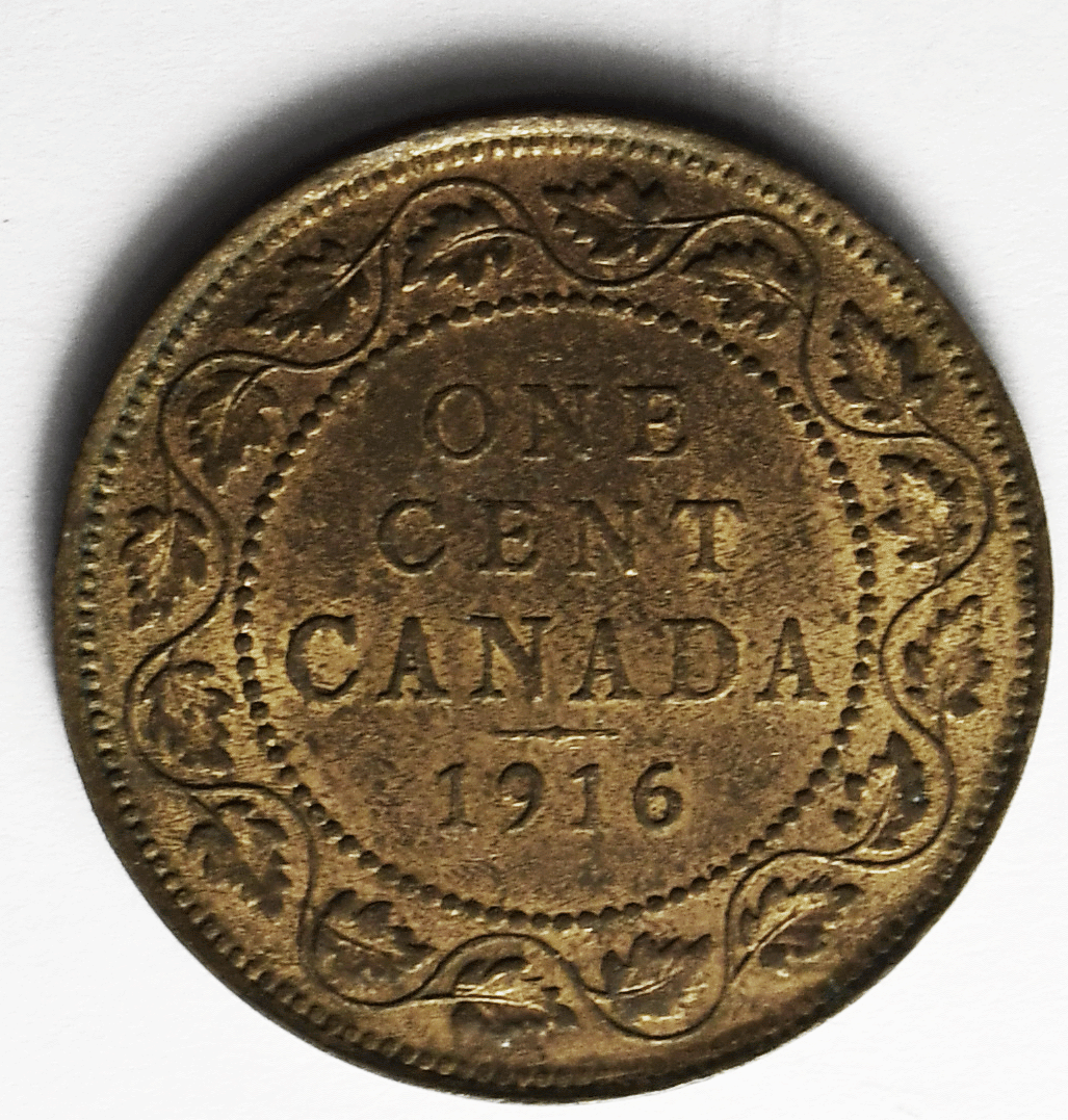 1916 1c Canada Large One Cent Penny KM#21 Bronze Uncirculated