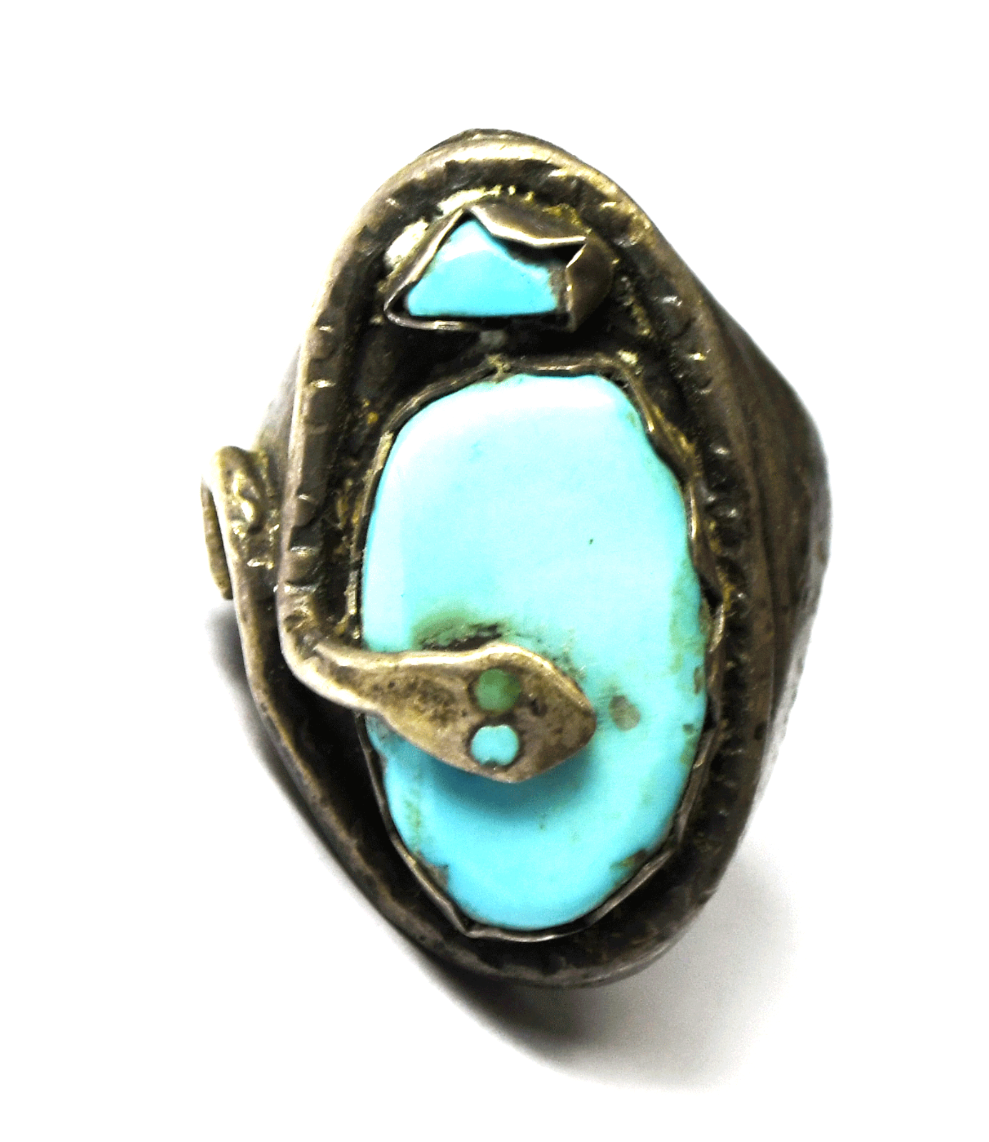 Sterling Silver A Yatsattie Turquoise Snake Ring 35mm Size 10