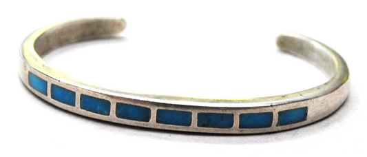 Sterling Silver Sandcast Turquoise Cuff Bracelet 6mm 6-1/2" Wrist
