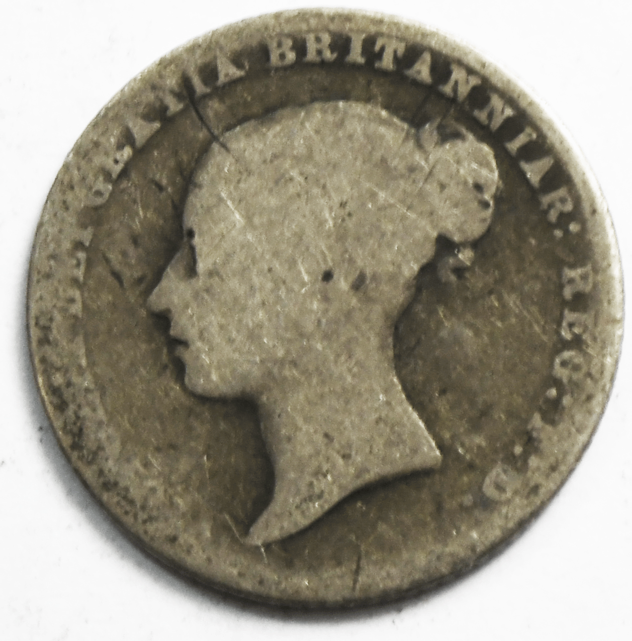 1866 Great Britain 6 Six Pence Silver Coin KM# 733.2  Die 47