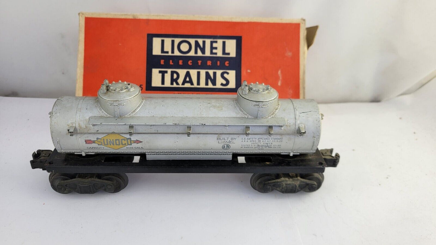 Lionel  6465 Sunoco 2 Dome Oil Tank Car Postwar Train w/Original Box Gauge O