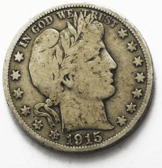 1915 D 50c Barber Silver Half Dollar Fifty Cents US Denver