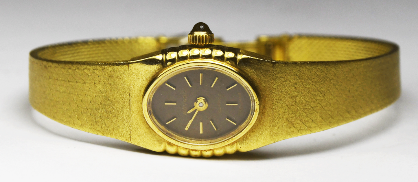 Women's Movado Vintage 14k Quartz Wristwatch Brown Dial 15mm 6.5"  27.6g