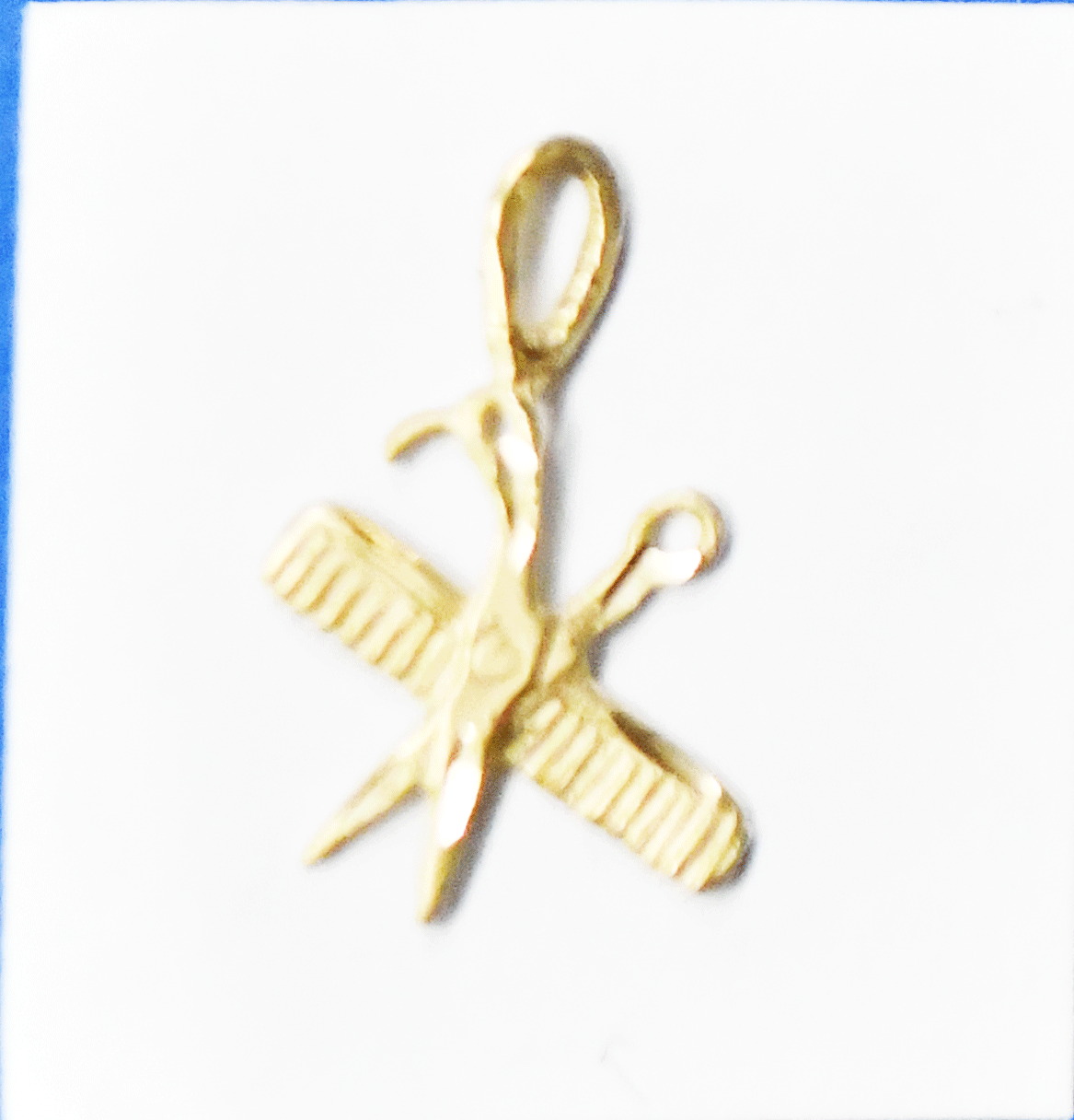 925 Sterling & 14k Gold Scissors Ruler Small Pendant Charm 17mm x 10mm