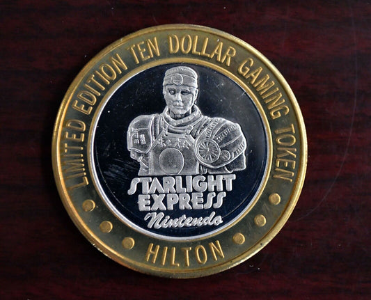Hilton Casino Vegas .999 Fine Silver Starlight Express Nintendo Ten Dollar Token