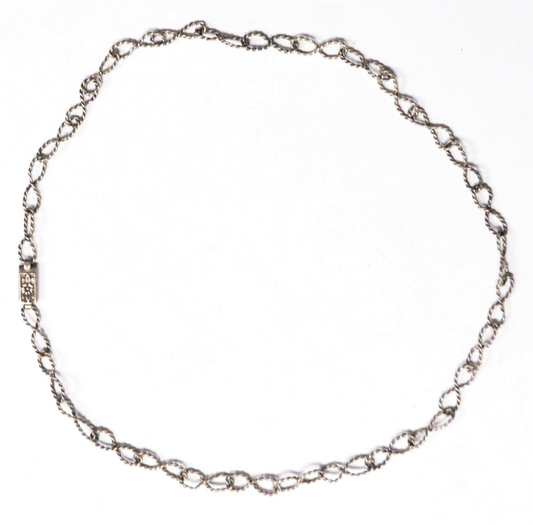 Sterling Silver Vintage Necklace Figure 8 Link Floral Clasp 6mm 18.5"