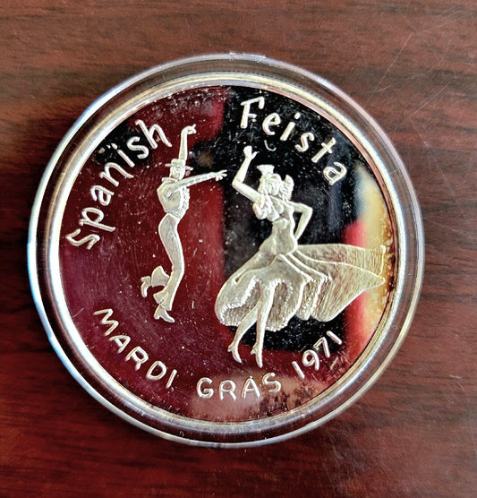 1971 Irish Channel Corner Club .999 Fine Silver Spanish Fiesta 1oz. Mardi Gras
